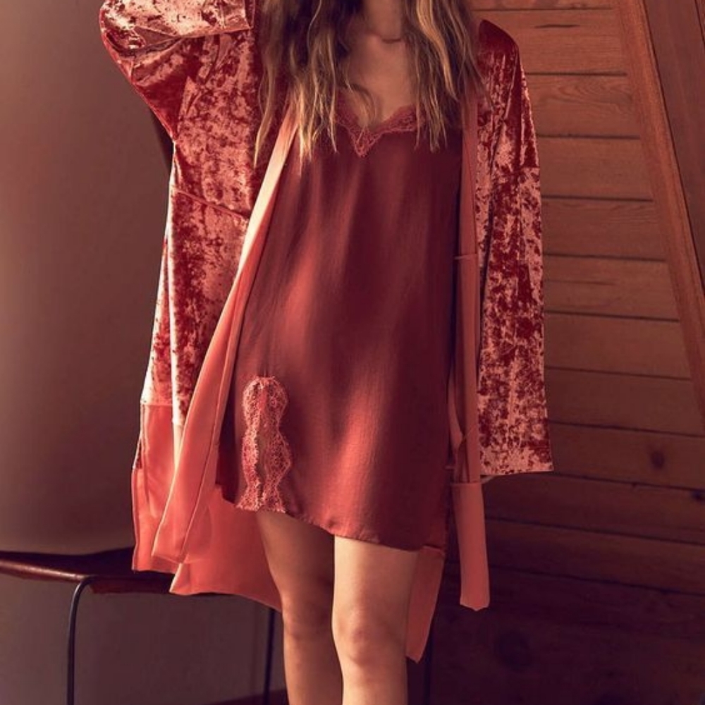Rose colored slip dress